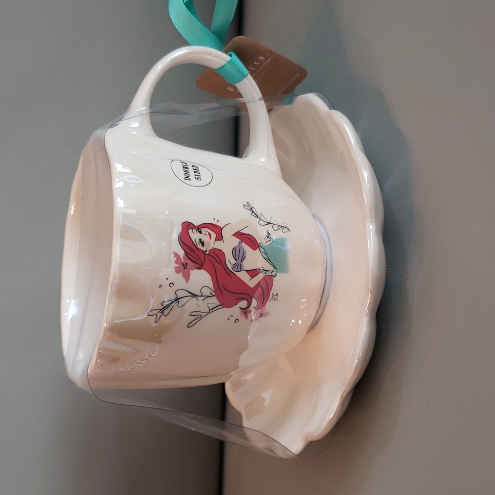 Rae Dunn “Little Mermaid" Mug with a white saucer NWT